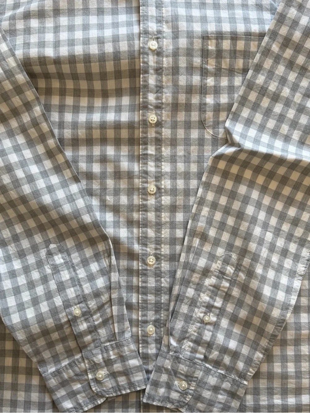 J.Crew Slim Secret Wash Gingham Button Down Shirt Grey White Large